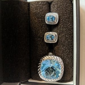 Gorgeous Ice Blue Topaz Ring and Matching Earrings